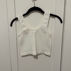 white textured cropped tank